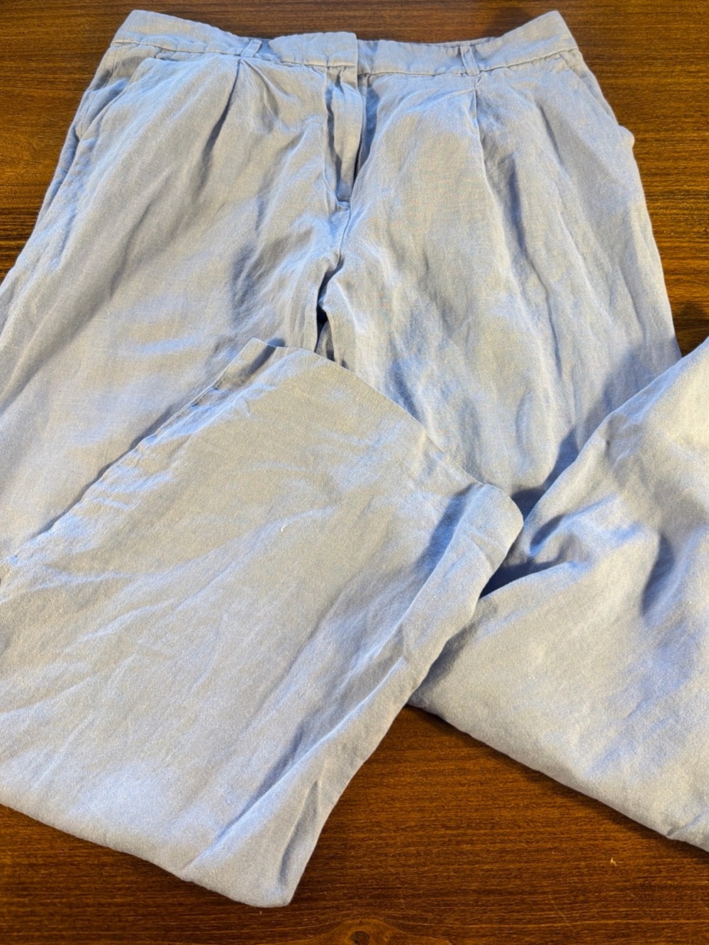 LOFT Light Blue Women’s Pleated Dress Pants Linen Blend Pants
